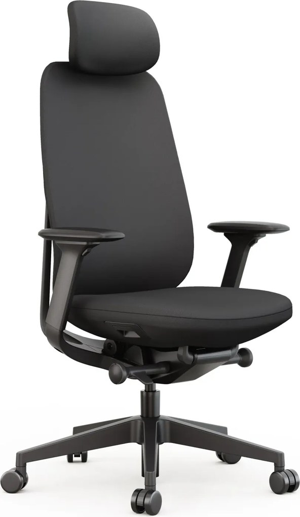 Scaun Ergonomic Premium, Mecanism Italian DONATI, Tetieră Reglabilă, Suport Lombar Ajustabil, Cotiere 4D, Șezut cu Translație, Negru