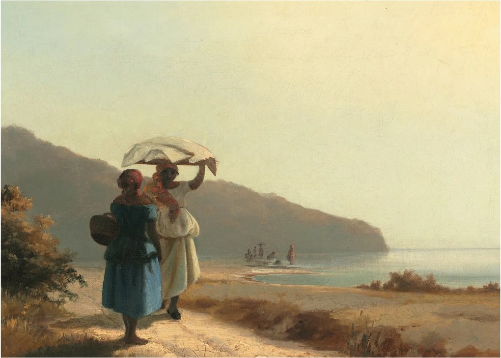 Tablou - Camille Pissarro, Two Women Chatting by the Sea, St. Thomas, reproducere (70x50 cm)