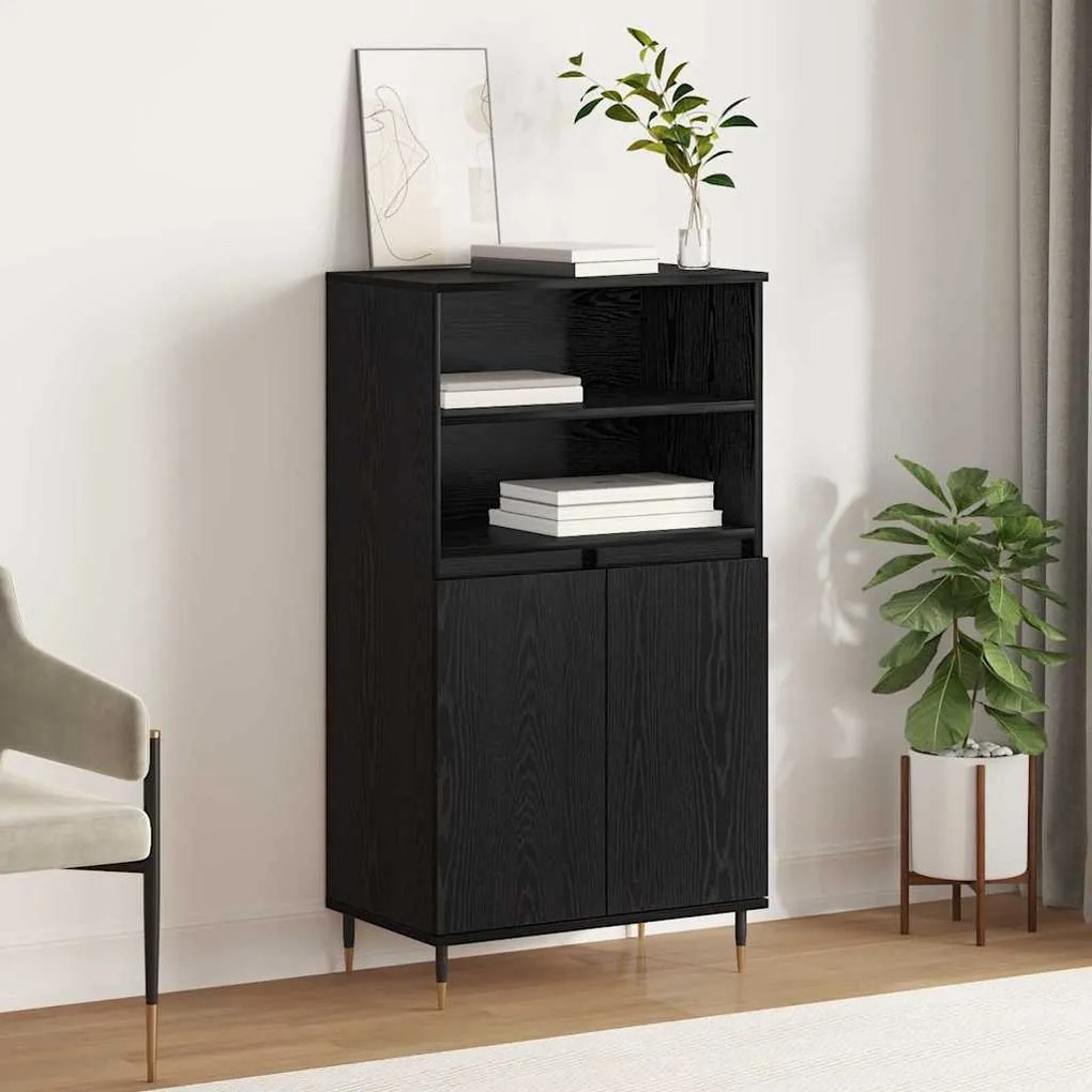 vidaXL Bufet cu raft cu depozitare cu ușă Negru 60 x 36 x 110 cm Lemn compozit