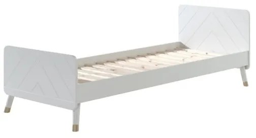Pat Single pentru Copii, 90x200 cm, Alb Satinat (Pin Masiv și MDF) – Billy – Vipack