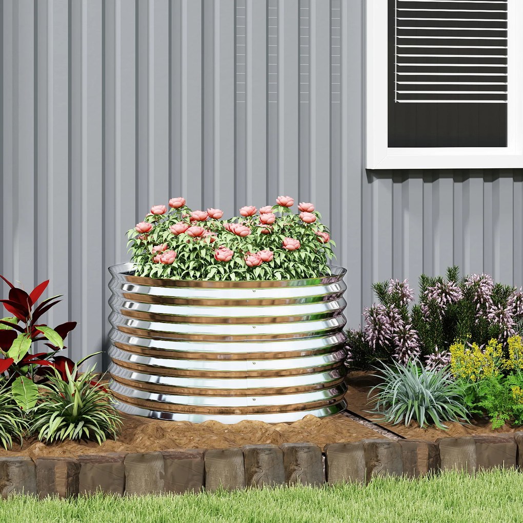 Outsunny Pat de grădină ridicat, rezistent la rugină din oțel galvanizat 160 x 80 x 56 cm argintiu | Aosom Romania