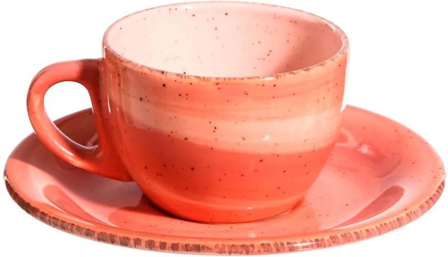 Ceasca cu farfurioara rosie din ceramica 180 ml Lincombe Ixia