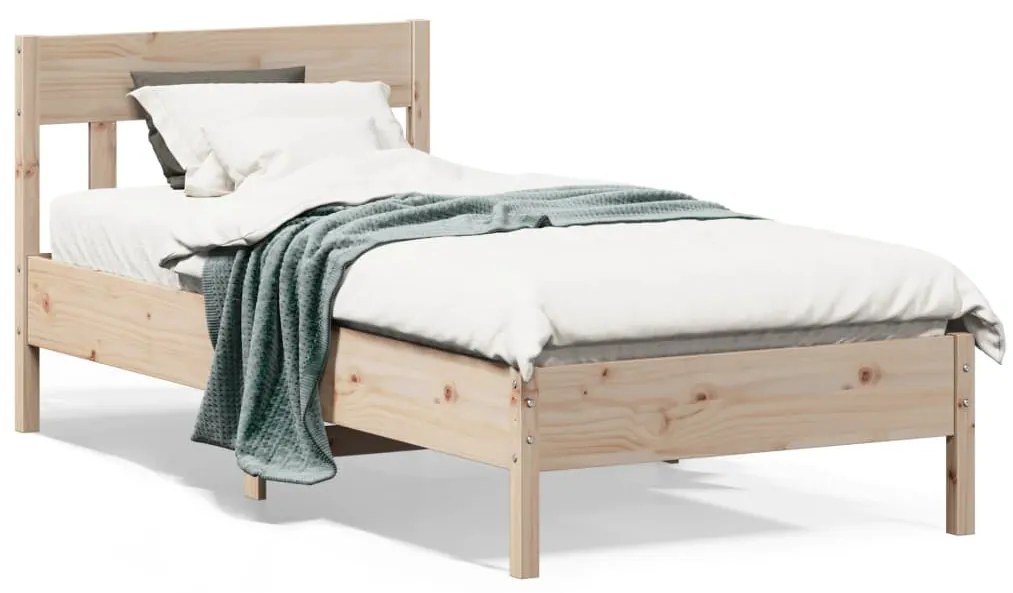 vidaXL Cadru de pat fără saltea, 75x190 cm, lemn masiv de pin