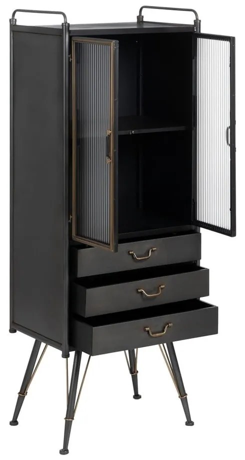 Vitrină neagră din metal 58x150 cm Brick – Ixia