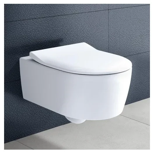 Set vas WC rimless suspendat, Villeroy&amp;Boch Avento, cu capac slim inchidere lenta si rezervor Geberit Duofix Sigma UP320