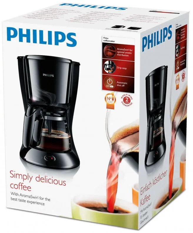 Aparat de cafea Philips HD7461-20-BL, 1000W, 1,2 L, Aroma Twister, Indicator de nivel al apei, Timer, Negru