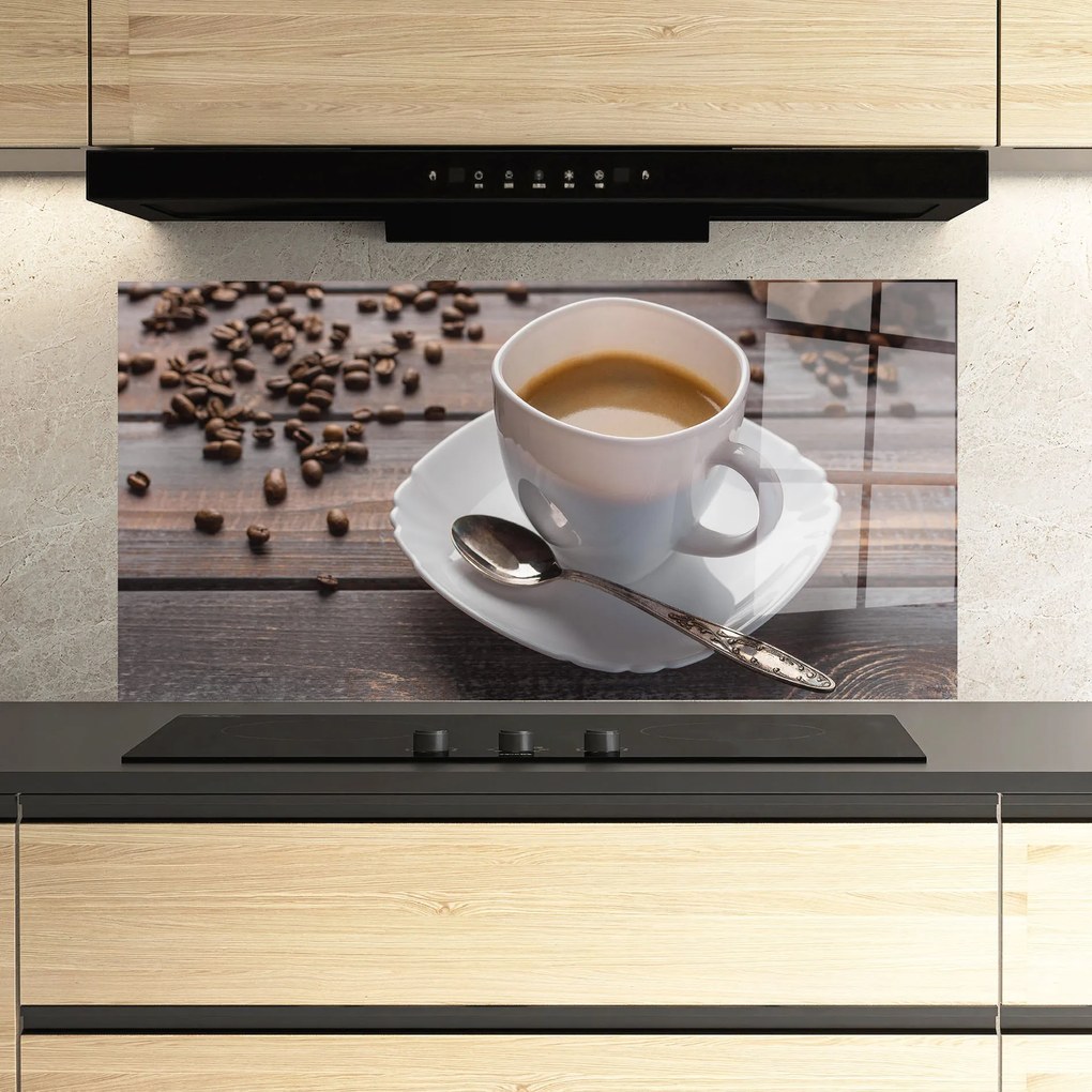 Panou Sticla Bucatarie, 60x120cm, Protectie aragaz, Antistropi, Termorezistent, Alimente, Cafea, Aroma Coffee