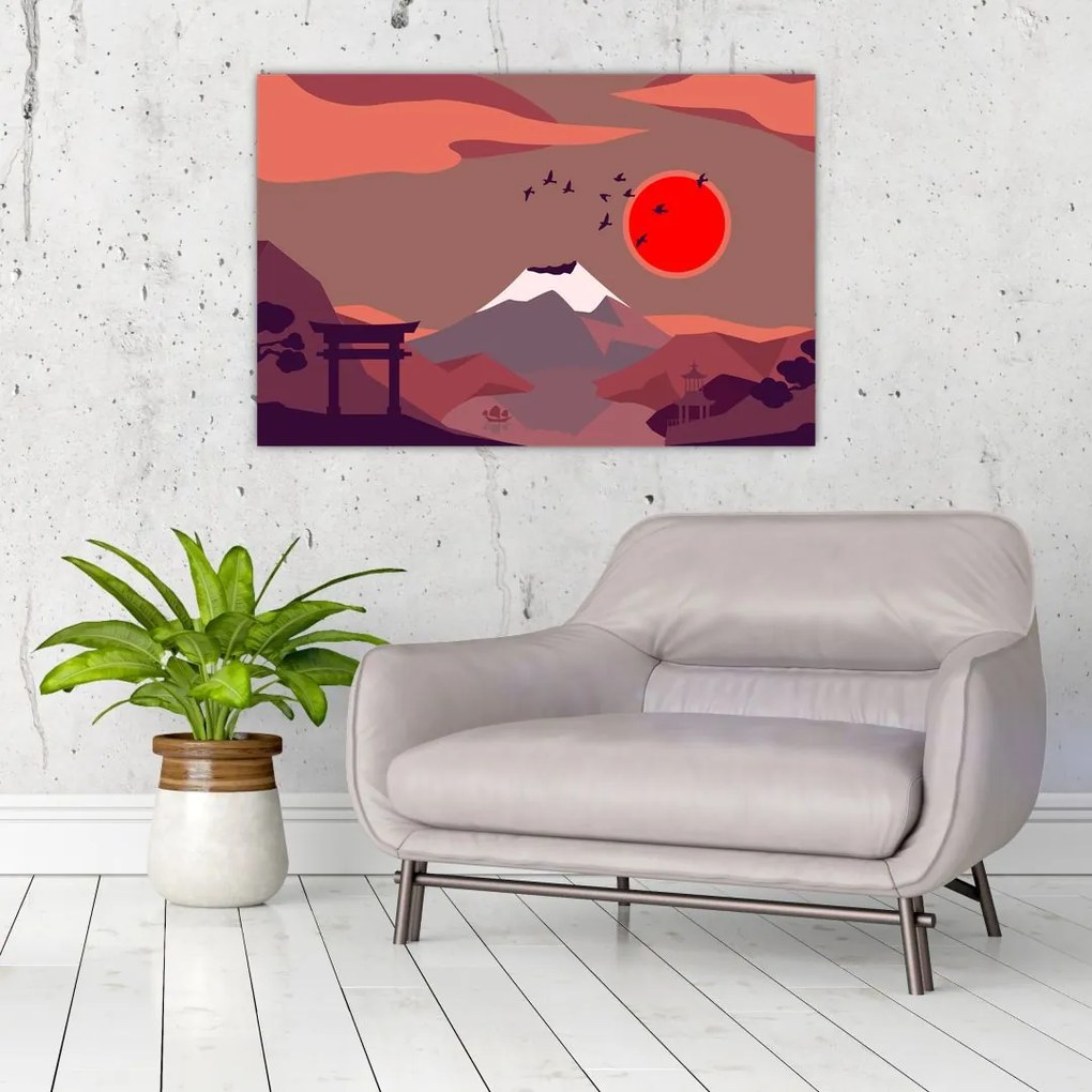 Tablou - Ilustrație a Muntelui Fuji (90x60 cm)