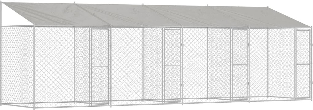 vidaXL Cușcă pentru câini cu acoperiș Argintiu 800 x 200 x 256 cm