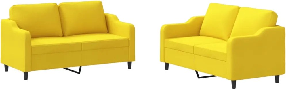 vidaXL Set de canapele cu perne, 2 piese, galben deschis, textil