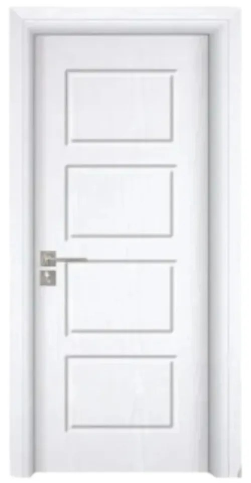 Usa Interior din MDF Novo Doors ND82, Cadru din Lemn Masiv, KIT COMPLET, Toc , Manere si balamale incluse (Culoare: Alb, Toc: Fix, Maner: Patrat