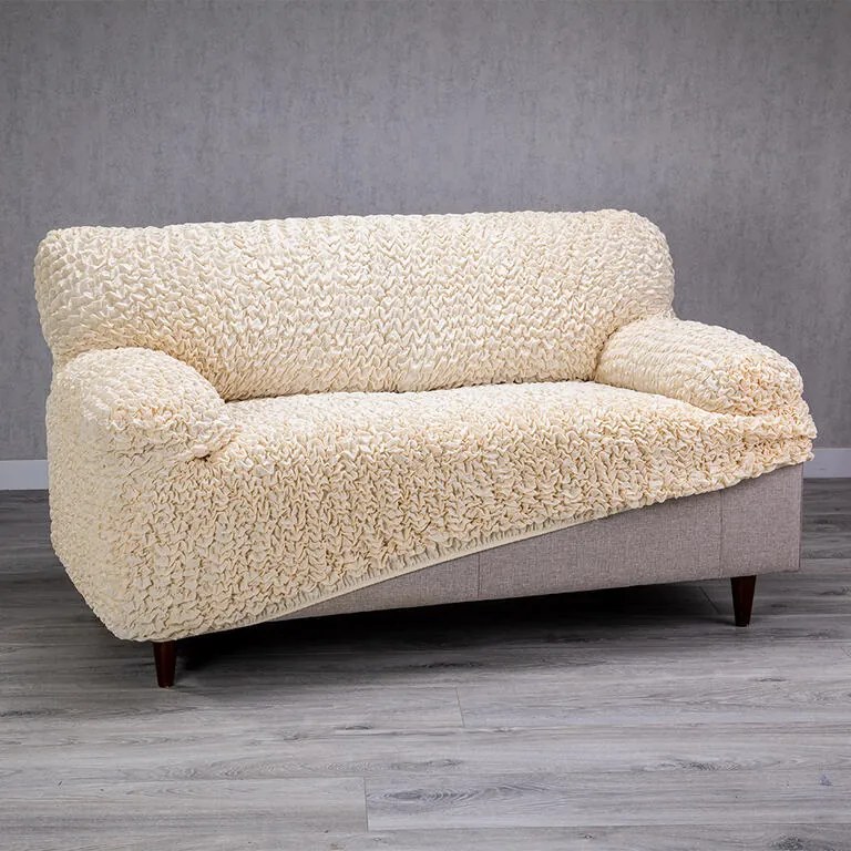 Huse bielastice FUCO bumbac bio smântânii fotoliu triplu (l. 170 - 220 cm)