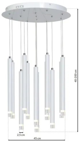 Lustră LED pe cablu ALBA 12xLED/1W/230V albă