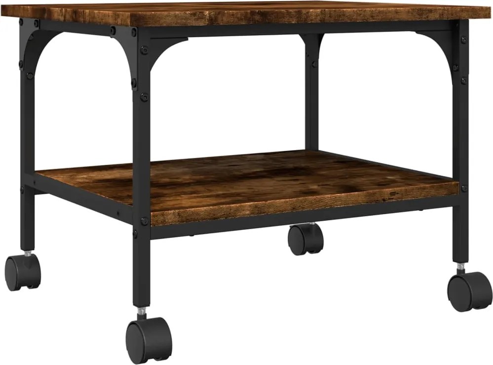 vidaXL Suport imprimantă 2 niveluri stejar fumuriu 50x40x38 cm lemn