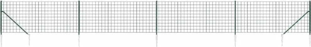vidaXL Gard plasă de sârmă cu țăruși de fixare, verde, 1,1x10 m