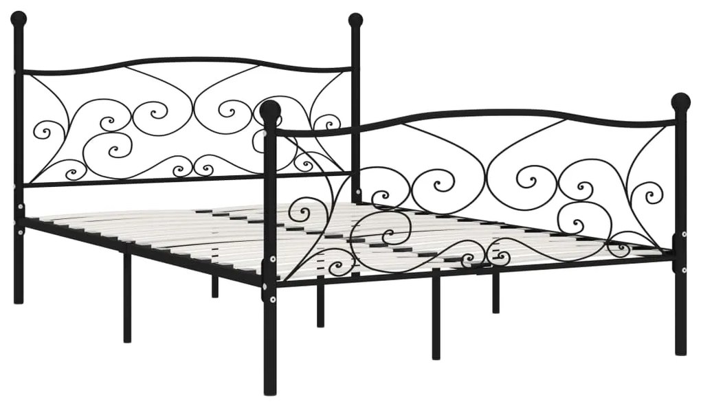284456 vidaXL Cadru de pat cu bază din șipci, negru, 120 x 200 cm, metal
