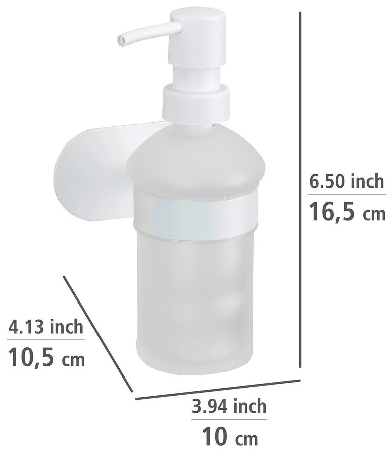 Dozator de săpun lichid alb autoadeziv din sticlă 200 ml Orea – Wenko