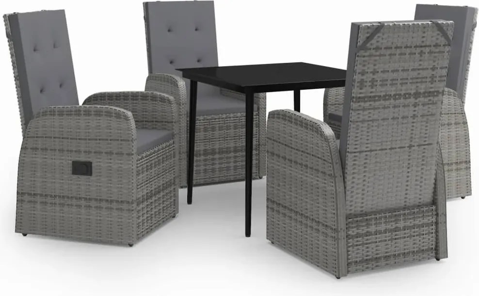 vidaXL Set de mobilier pentru grădină, cu perne, 5 piese, gri