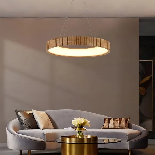 Brilagi - Lustră suspendată LED FALCON WOOD MODERN, 40 W, 230 V, Ø 60 cm, lemn