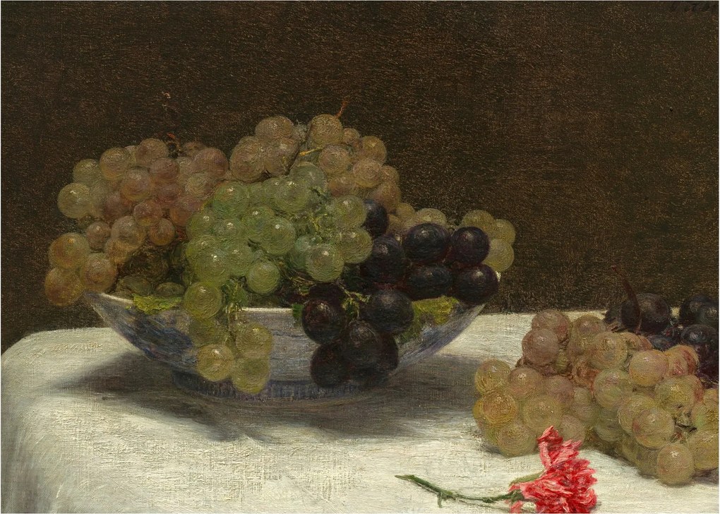 Tablou - Henri Fantin-Latour, Still Life with Grapes and a Carnation, reproducere (70x50 cm)