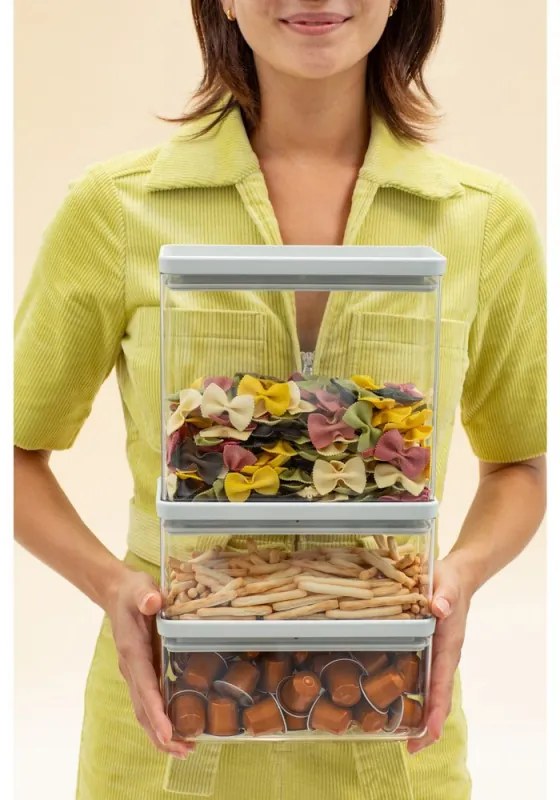 Cutii depozitare Brabantia Tasty+ Stackable 1008882, 1.5L/3.5L, Fara BPA, Inchidere etansa, Gri deschis