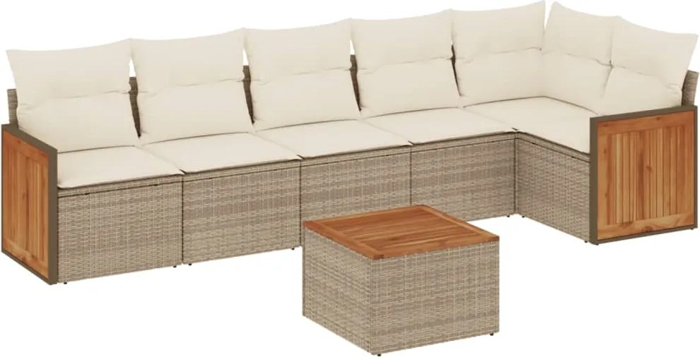 vidaXL Set canapele de grădină, 7 piese, cu perne, bej, poliratan