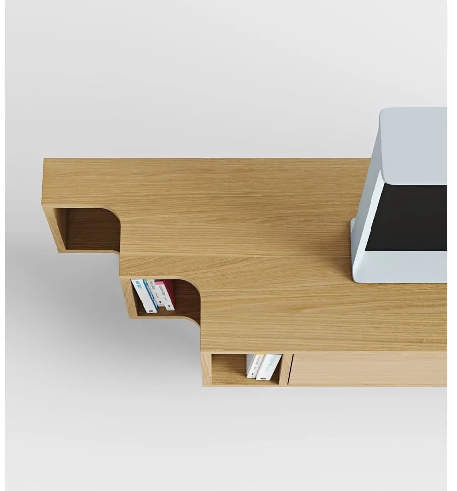 Comodă TV în culoare naturală cu aspect de lemn de stejar 189x50x44 cm Shift – Woodman