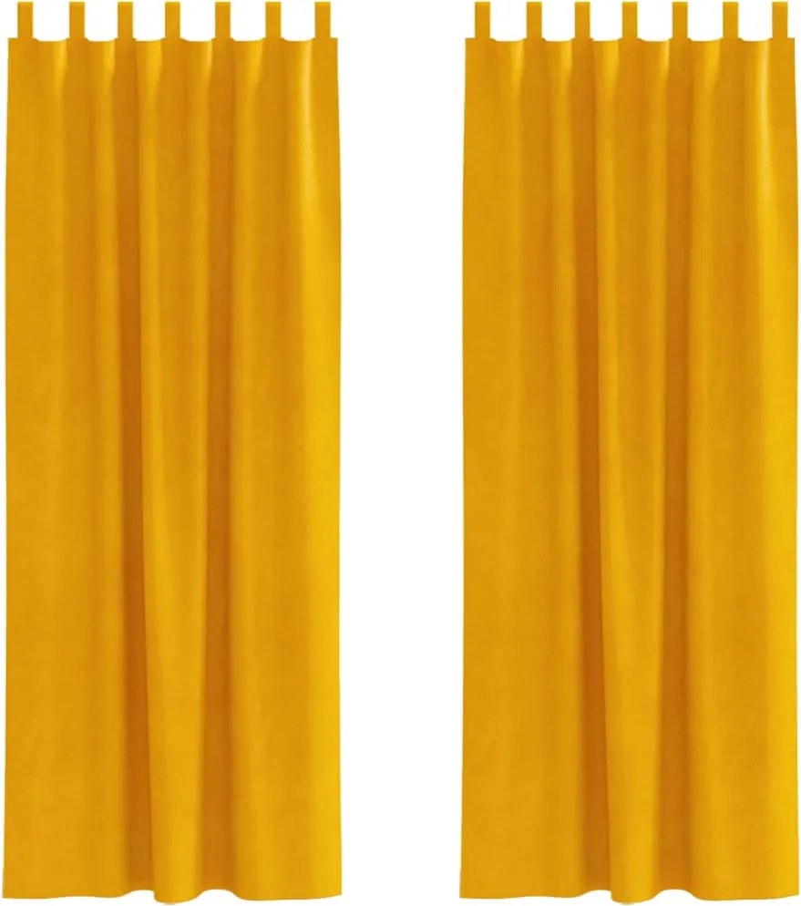 vidaXL Perdele opace 2 pcs Galben muștar 140 x 260 cm Catifea
