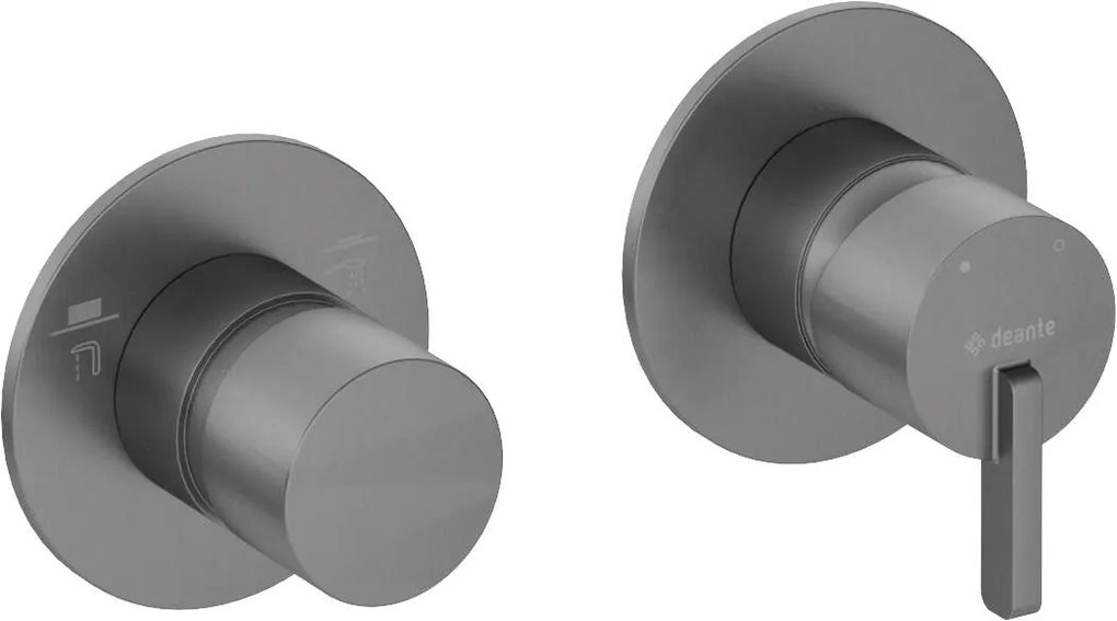 Baterie pentru dus, titan, orizontal, cu comutator, pentru corp ingropat, Deante Silia Titan