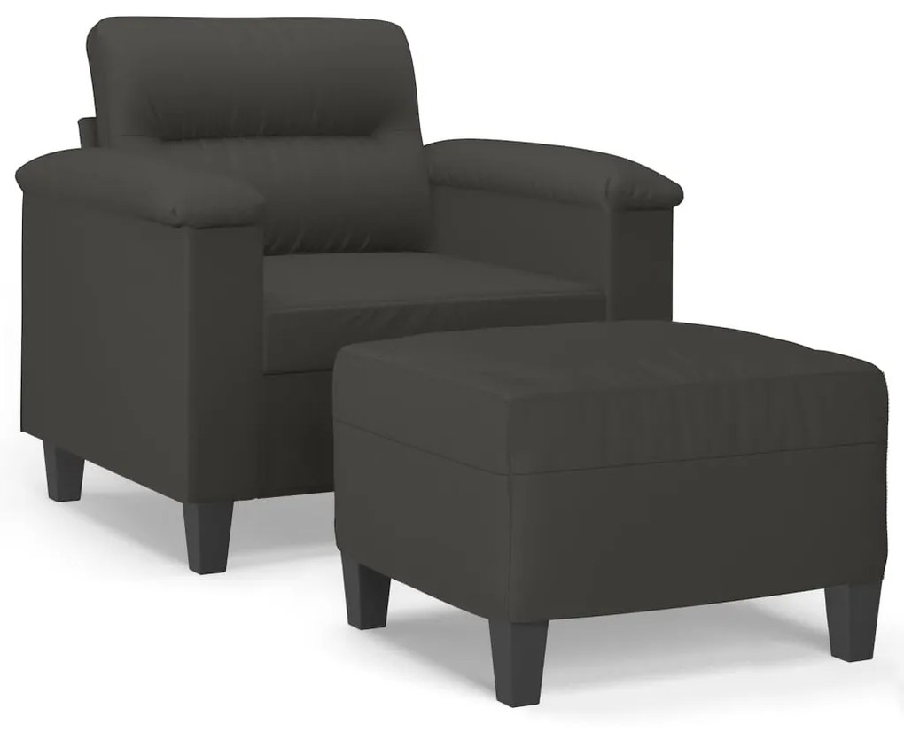 3153661 vidaXL Fotoliu canapea cu taburet, gri închis, 60 cm, microfibră