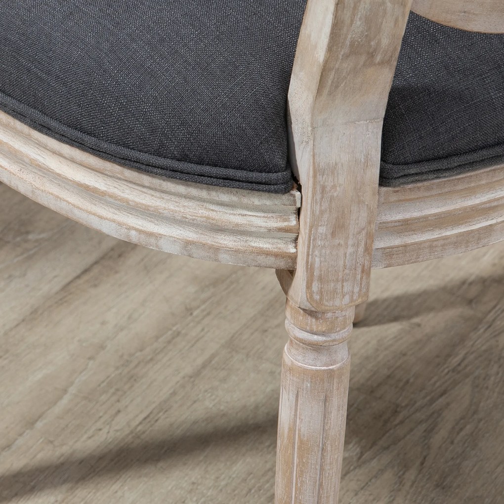 HOMCOM Set de 2 Scaune de Masa, Scaun de Salon medaillon de Stil Louis XVI, Lemn Masiv sculptat, patinat | Aosom Romania