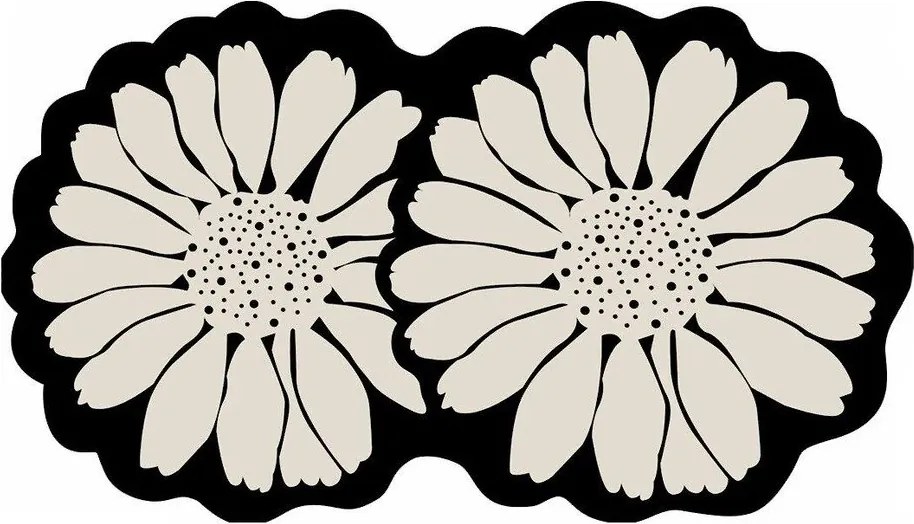 Covoraș de baie negru/crem 70x120 cm Flor Extrana – Foutastic