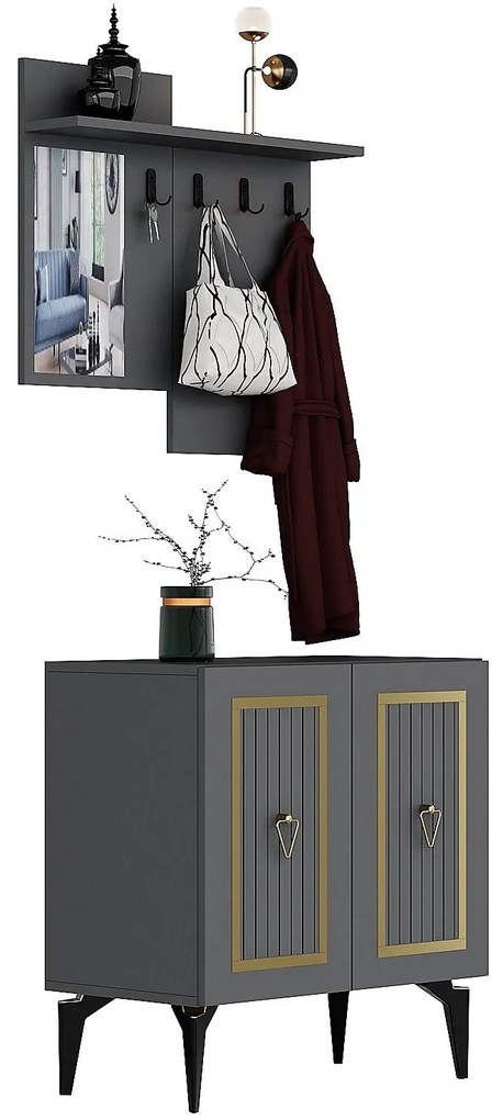 Mobilier Hol Tideno (antracit + auriu) . 1093900