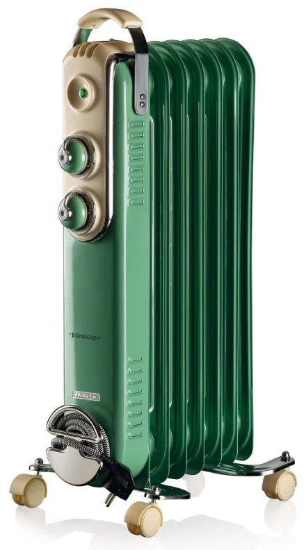 Calorifer electric cu ulei Ariete VINTAGE 0837/14, 1500W, 7 elementi, 3 trepte, Rotite pivotante 360°, Maner, Verde