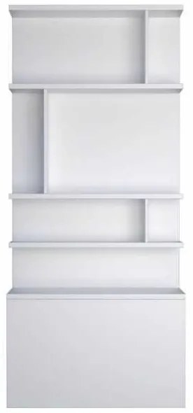 Biblioteca - Royal Bookcase (100 cm) (Culoare biblioteca Royal: Alb Lucios + Corpuri albe mat)