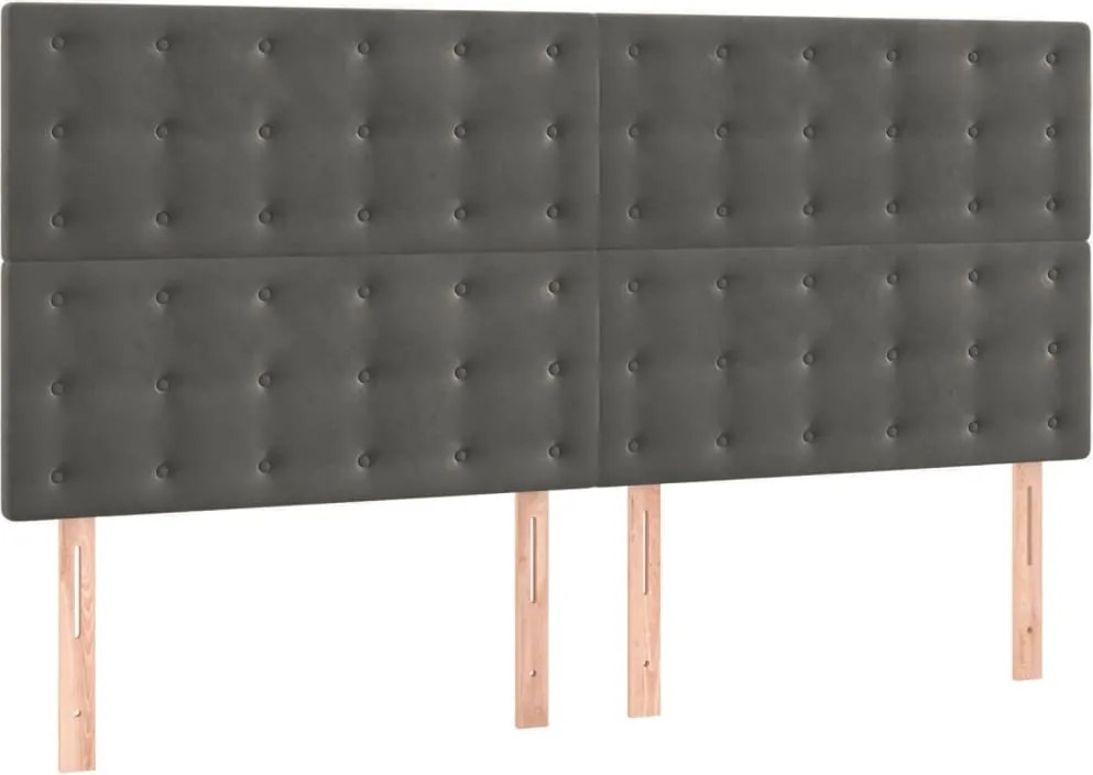 vidaXL Tăblie de pat gri închis 180x5x118/128 cm catifea