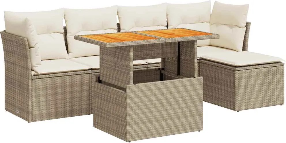 vidaXL Set canapele de grădină cu perne, 6 piese, bej, poliratan