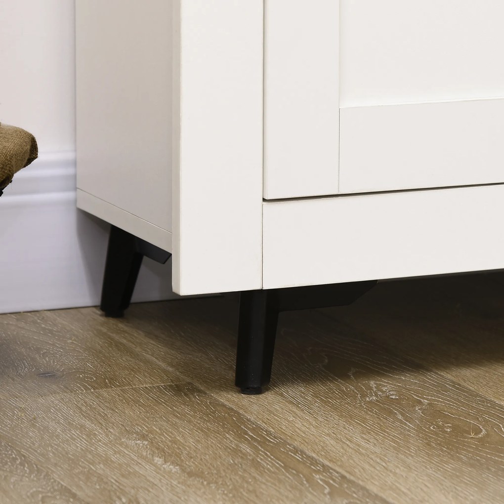 HOMCOM Bufet din lemn cu 2 sertare și 2 dulapuri, 117x35x80 cm, alb și culoare lemn | Aosom Romania