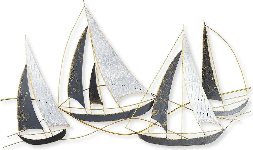 Decoratiune perete BARBAROS, auriu/gri, metal, 125x8x74 cm