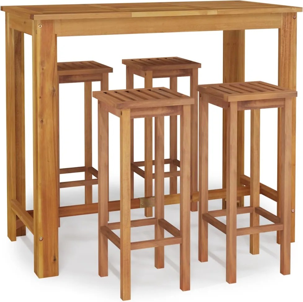 vidaXL Set bar de grădină, 5 piese, lemn masiv de acacia