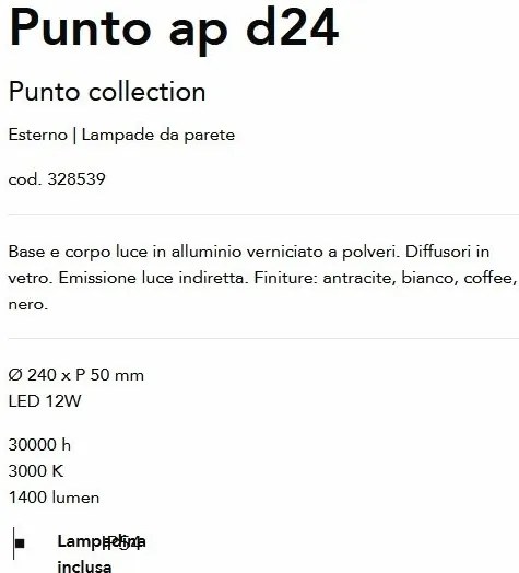 Aplica LED iluminat exterior ambiental Punto ap d24 cafenie