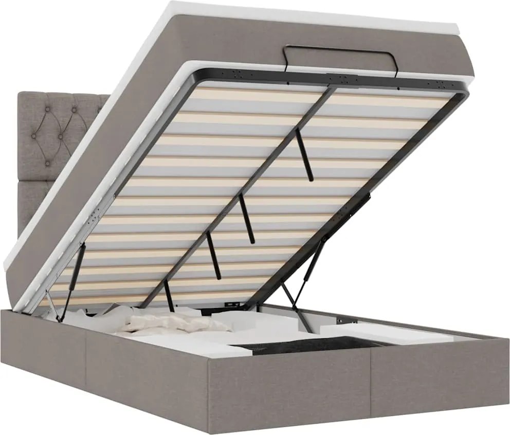 vidaXL Cadru de pat otoman cu saltea Taupe 120x200cm Material