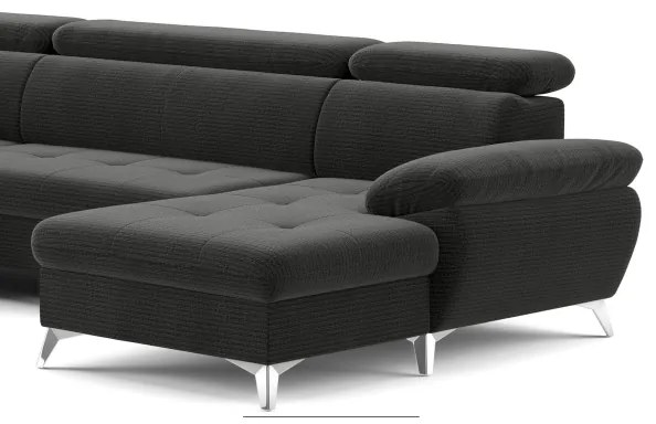 Canapea colțar extensibilă cu spațiu depozitare U CATANIA stânga grafit