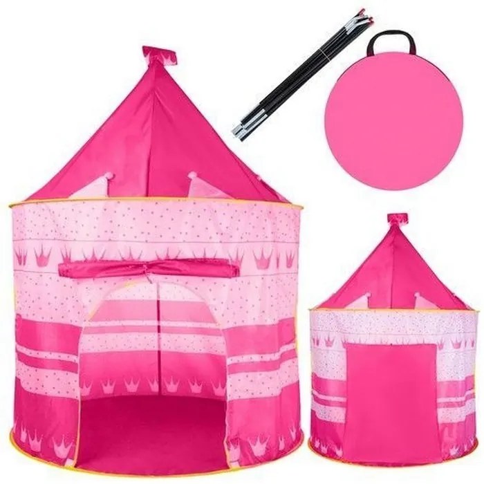 Cort de Joaca Pop-up XXL Pentru Copii NOVOKIDS™ Pink Princess, Pentru interior si exterior, Geanta transport inclusa, Dimensiuni 105X135 cm, Model