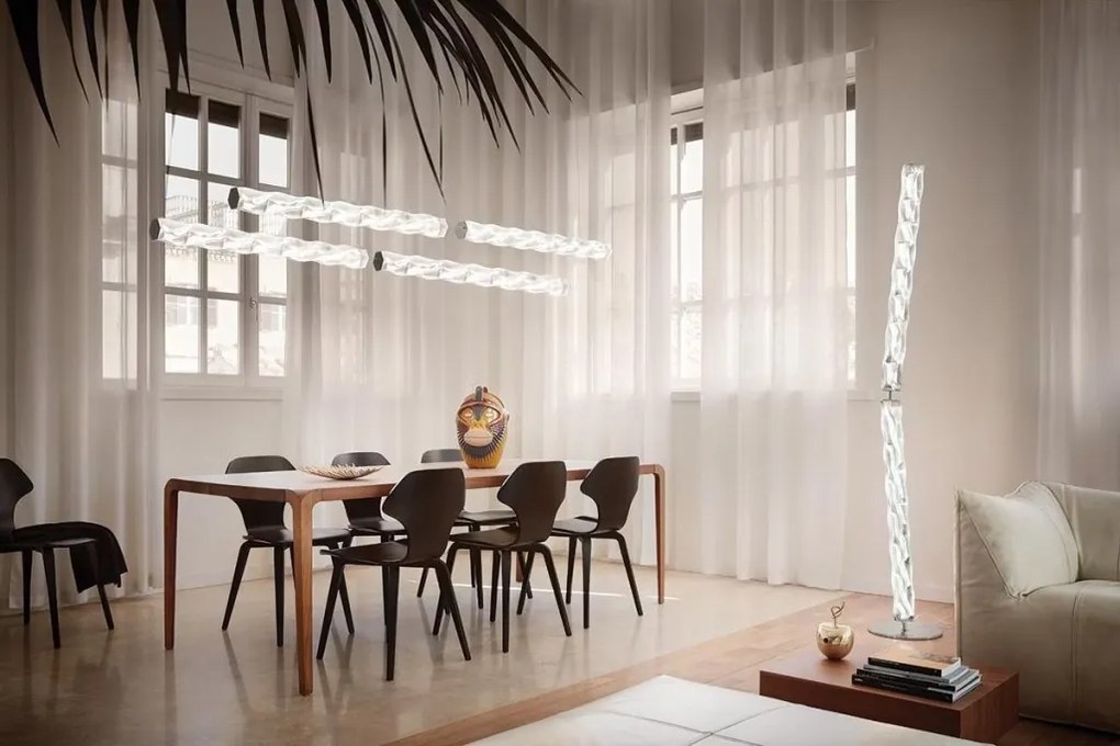 Lustra LED design tehnico-decorativ realizat manual Hugo orizontal prisma