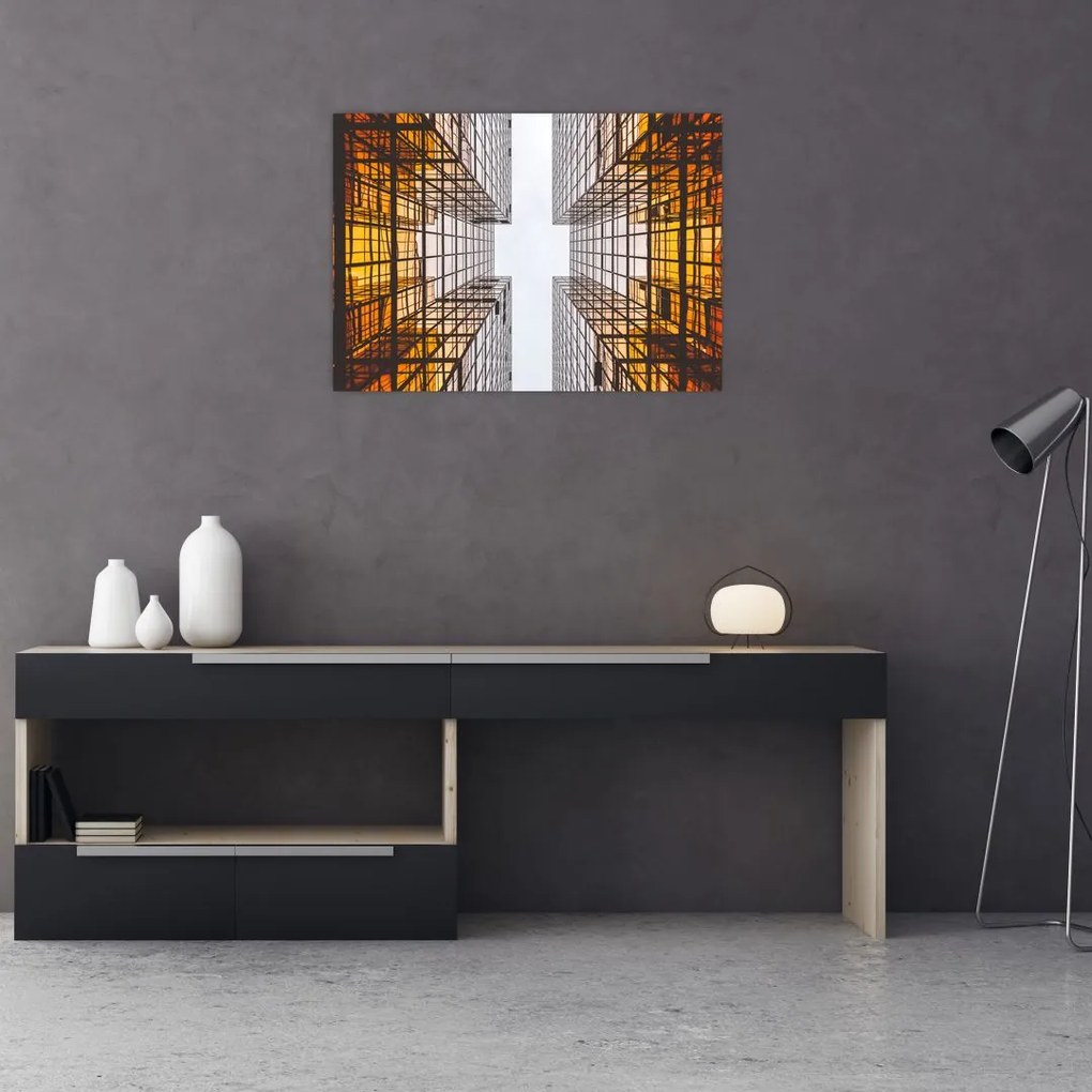 Tablou pe sticlă cu zgârie norii (70x50 cm)