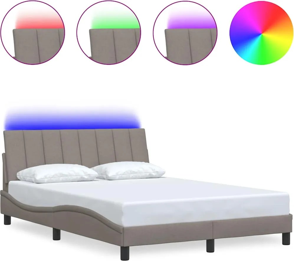 vidaXL Cadru de pat fără saltea, Hanko, gri taupe, 140x200 cm, textil