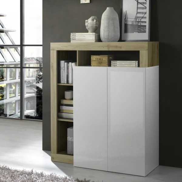 Comodă LENOR, alb/maro