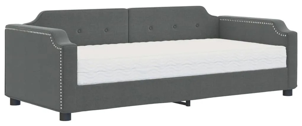 3197627 vidaXL Pat de zi cu saltea, gri închis, 90x190 cm, textil