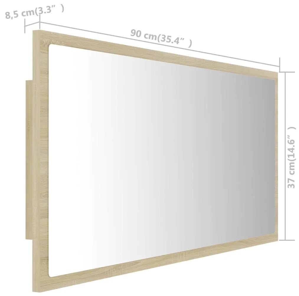 Oglinda de baie cu LED, stejar sonoma, 90x8,5x37 cm Stejar sonoma